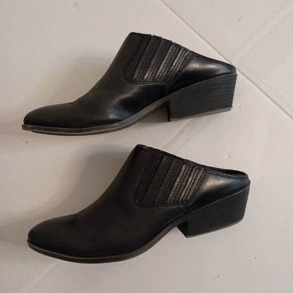 Frye Black Leather Slip-On Mule Clog Shoes Women’s Size 7M - Picture 7 of 16